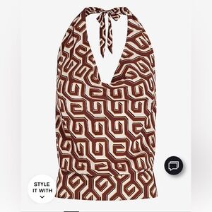 Printed Tie Halter Cowl Neck
Banded Bottom Top